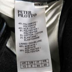 Peter Pilotto Black Cotton Check Print Ruffled Sleeves Peplum Top M