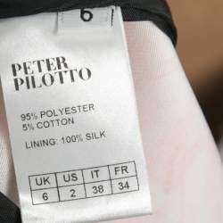 Pre Owned Peter Pilotto Black Floral Printed Satin Cut-Out Detail Top S