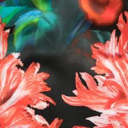 Pre Owned Peter Pilotto Black Floral Printed Satin Cut-Out Detail Top S