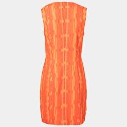 Pre Owned Peter Pilotto Orange Digital Print Crepe Sleeveless Shift Dress M