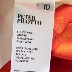 Pre Owned Peter Pilotto Orange Digital Print Crepe Sleeveless Shift Dress M