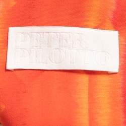 Pre Owned Peter Pilotto Orange Digital Print Crepe Sleeveless Shift Dress M