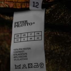 Pre Owned Peter Pilotto Gold Floral Lurex Jacquard Trousers M