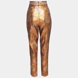 Pre Owned Peter Pilotto Gold Floral Lurex Jacquard Trousers M