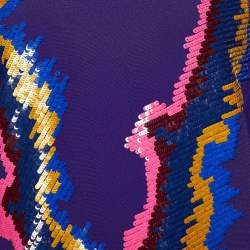Pre Owned Peter Pilotto Purple Crepe Sequin Embellished Top M