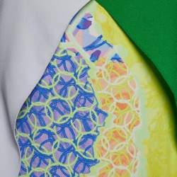 Pre Owned Peter Pilotto Multicolour Printed Crepe Paneled Long Dress M