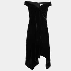 Pre Owned Peter Pilotto Black Velvet Off-Shoulder Cocktail Dress L
