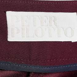 Pre Owned Peter Pilotto Burgundy Crepe Side Stripe Detail Flared Trousers S