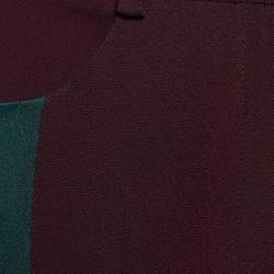 Pre Owned Peter Pilotto Burgundy Crepe Side Stripe Detail Flared Trousers S