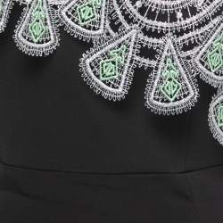 Peter Pilotto Black Crepe Lace Overlay One Shoulder Midi Dress M