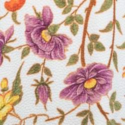 Pre Owned Peter Pilotto White Floral Printed Embossed Crepe Asymmetrical Midi Dress M