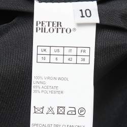Pre Owned Peter Pilotto Black/Navy Blue Wool Button Detail Slit Midi Skirt M