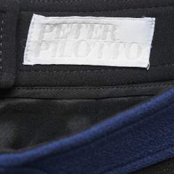 Pre Owned Peter Pilotto Black/Navy Blue Wool Button Detail Slit Midi Skirt M