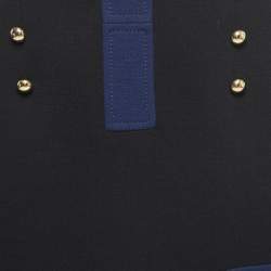 Pre Owned Peter Pilotto Black/Navy Blue Wool Button Detail Slit Midi Skirt M
