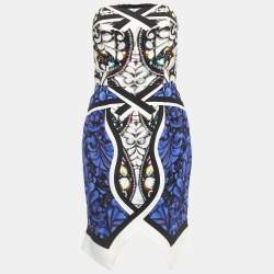Pre Owned Peter Pilotto Multicolor Print Crepe Strapless Mini Dress M