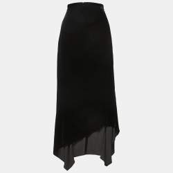 Peter Pilotto Black Velvet Asymmetrical Maxi Skirt S