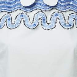 Peter Pilotto White Cotton Contrast Lace Detailed Sleeveless Shirt Blouse S