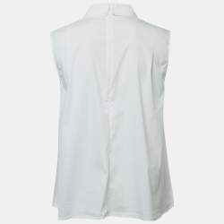 Peter Pilotto White Cotton Contrast Lace Detailed Sleeveless Shirt Blouse S
