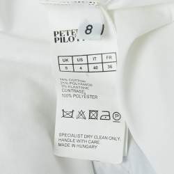 Peter Pilotto White Cotton Contrast Lace Detailed Sleeveless Shirt Blouse S