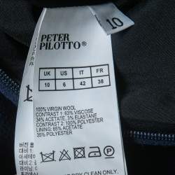 Pre Owned Peter Pilotto Navy Blue Crepe Lace Trim Wrap Style Mini Skirt M