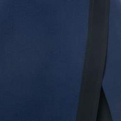 Pre Owned Peter Pilotto Navy Blue Crepe Lace Trim Wrap Style Mini Skirt M