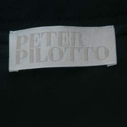 Pre Owned Peter Pilotto Navy Blue Crepe Lace Trim Wrap Style Mini Skirt M