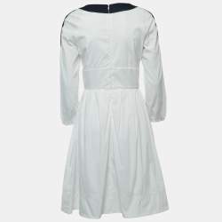 Pre Owned Peter Pilotto White Cotton V-Neck Flared Short Dress M