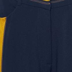 Pre Owned Peter Pilotto Navy Blue Crepe Stripe Detail Trousers S