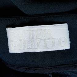 Pre Owned Peter Pilotto Navy Blue Crepe Stripe Detail Trousers S