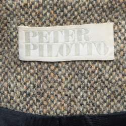 Peter Pilotto Beige Leather and Mink Fur Trim Wool Mid-Length Coat M