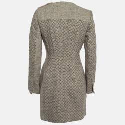 Peter Pilotto Beige Leather and Mink Fur Trim Wool Mid-Length Coat M