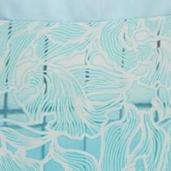 Peter Pilotto Blue Printed Silk Waist Detailed Lace Mini Dress S