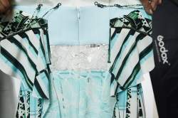 Peter Pilotto Blue Printed Silk Waist Detailed Lace Mini Dress S