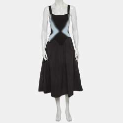 مملوكة مسبقًا PH5 Black Knit and Poplin Elsa Mixed Media Midi Dress S