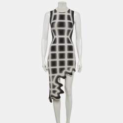 Pre Owned PH5 UV Reactive Monochrome Wave Pattern Knit Bella Dress M