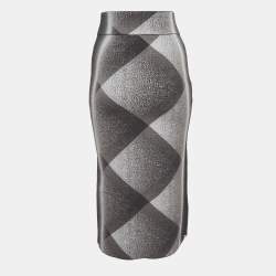 Pre Owned PH5 Grey Jersey Plaid Holly Midi Skirt XS