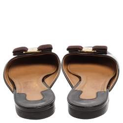 Salvatore Ferragamo Burgundy Patent Leather Emile Mules Size 39