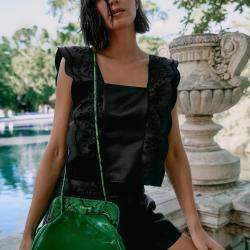 Phialebel Constanza green patent leather Shoulder Bag