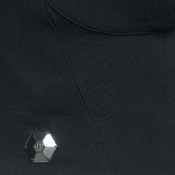 Philip Stein Black Rhinestone Embellished Crepe Bustier Top S