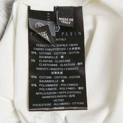 Philipp Plein Couture White Deer Embellished Cotton Mini Dress L