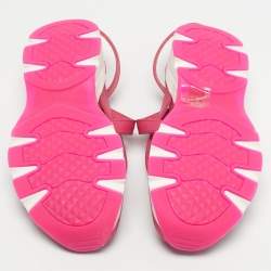 Pre Owned Philipp Plein Pink Leather Crystal Skull Flat Sandals Size 36