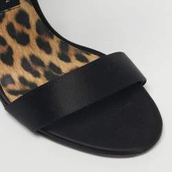 Pre Owned Philipp Plein Black Satin Crystal Embellish Ankle Strap Sandals Size 38