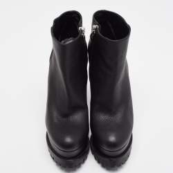 Philipp Plein Black Leather Platform Ankle Booties Size 37