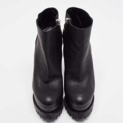 Pre Owned Philipp Plein Black Leather Platform Ankle Booties Size 37