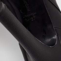 Pre Owned Philipp Plein Black Leather Platform Ankle Booties Size 37