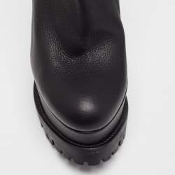 Pre Owned Philipp Plein Black Leather Platform Ankle Booties Size 37