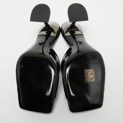 Pre Owned Philipp Plein Black Patent Leather Square Toe Slide Sandals Size 39