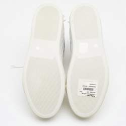 Pre Owned Philipp Plein White/Cream Quilted Leather Sugar Spiked High Top Sneakers Size 38.5