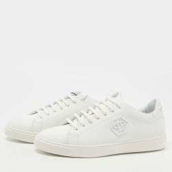 Philipp Plein White Leather Low Top Sneakers Size 41
