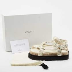 Pre Owned 3.1 Philip Lim White Croc Embossed and Leather Espadrille Sandals Size 36